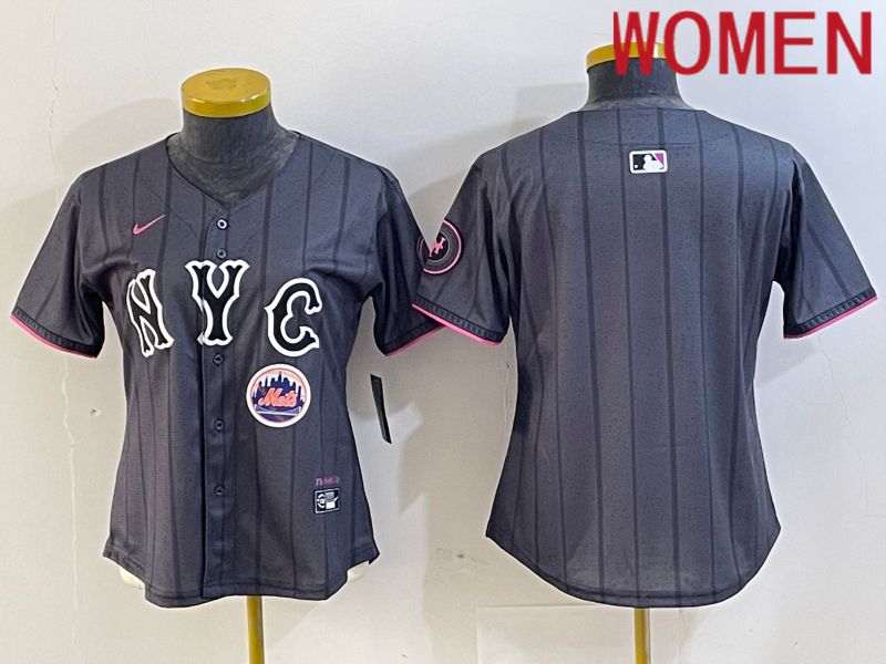 Women New York Mets Blank Black City Edition 2024 Nike MLB Jersey style 2->->Women Jersey